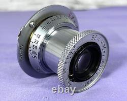 CLA'D MINT Leica Leitz Elmar 5cm 50mm F/3.5 L39 Red Scale Lens From JAPAN