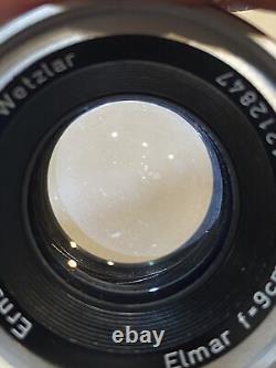 Exc+5 Leica Wetzlar Leitz Elmar 90mm f/4 Lens Silver L39 Screw from Japan