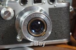 German WW2 Leica III Camera DRP Ernst Leitz Wetzlar Elmar 50mm 13,5 Lens & Case