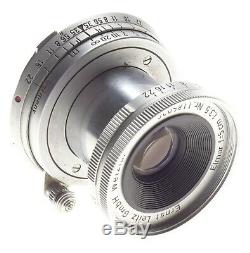 Just Serviced Leica M2 SS 35mm film camera ELMAR 12.8 f=5cm Leitz lens chrome