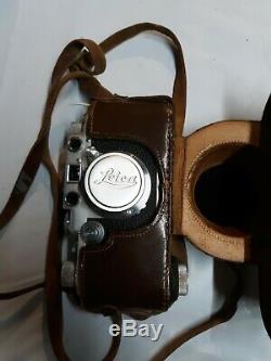 LEICA IIIc IIIf Rangefinder Film Camera With Leitz Elmar 5cm 50mm f/3.5 Lens EUC