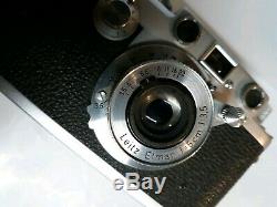 LEICA IIIc IIIf Rangefinder Film Camera With Leitz Elmar 5cm 50mm f3.5 Lens EUC