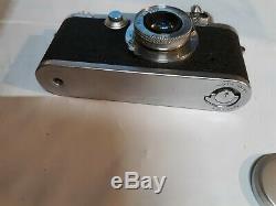 LEICA IIIc IIIf Rangefinder Film Camera With Leitz Elmar 5cm 50mm f3.5 Lens EUC