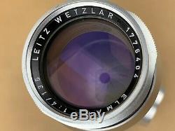 LEICA M 135mm f/4 Elmar Leitz Wetzlar lens with Caps, 12575 Hood, Filter & Case