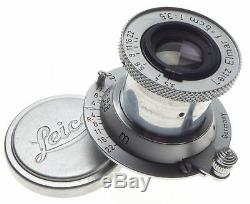 LEITZ Elmar M39 Leica chrome red scale lens f=5cm 13.5 keeper cap 3.5/50mm nice