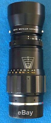LEITZ Leica TELE ELMAR-M 135mm f/4 Lens with rare hood and display case