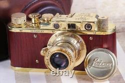 Leica D. R. P. Art Camera with Leitz Elmar Lens Vintage 35mm Red/Gold FED Based