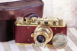 Leica D. R. P. Art Camera with Leitz Elmar Lens Vintage 35mm Red/Gold FED copy