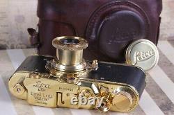 Leica D. R. P. With Leitz Elmar Lens Vintage 35mm Art Camera Black/Gold FED Based