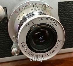 Leica Elmar Red Scale 50mm f3.5 Collapsible Leitz Screw Mount Lens 1955 For IIIf