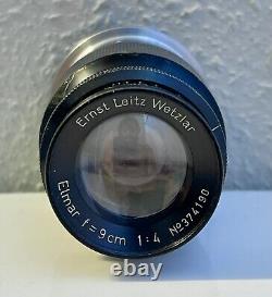 Leica Ernst Leitz Wetzlar Elmar 90mm (9cm) f/4 Lens L/M39 mount #374190 with Caps