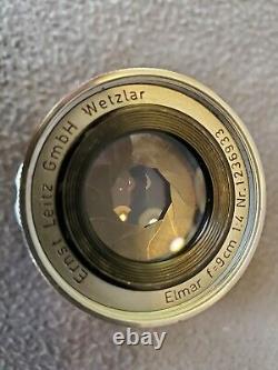 Leica Ernst Leitz Wetzlar Elmar lens 9cm 90mm f14 Collapsible M Mount ll