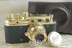 Leica II D Berlin 1936 Camera lens Leitz Elmar Exclusive (Fed Zorki copy) stock