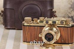 Leica-II Kriegsmarine KM + Leitz Elmar lens 35mm Art Camera Brown /Excellent
