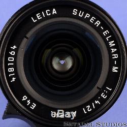 Leica Leitz 21mm Super-elmar-m F3.4 11145 Black 6bit Asph Lens +box +caps +shade