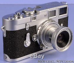 Leica Leitz 50mm Elmar F3.5 11110 Chrome Collapsible M Lens +caps Rare Clean