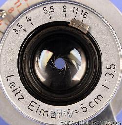Leica Leitz 50mm Elmar F3.5 Red Scale Chrome Collapsible Lens Rare No Serial #