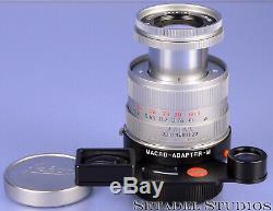 Leica Leitz 90mm Macro-elmar-m F4 Chrome M Lens 11634 +macro-adaptor-m Clean