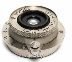 Leica Leitz Elmar 3,5/3,5cm Nickel lens w. Caps Screw Mount