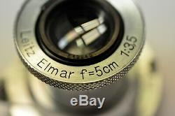 Leica Leitz Elmar 5cm f3.5 SM lens with caps. Cla'd. Ser. #512249 1939