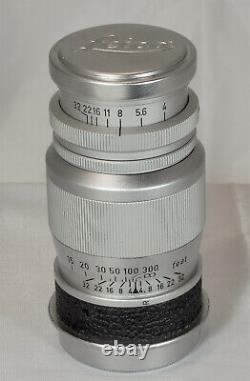Leica Leitz Elmar 9cm 90mm screw mount lens with caps