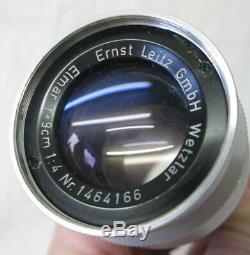 Leica Leitz Elmar Chrome 9cm (90mm) 14 Lens + Caps #1464166 + Filter & Cap