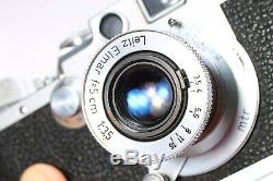 Leica Leitz Iiif Red Dial 35mm Rangefinder Ltm Camera Elmar 5cm 50mm F/3.5 Lens
