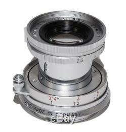 Leica Leitz Wetzlar Elmar-M 50mm F2.8 Lens, Case Box. Silver Chrome LN Condition