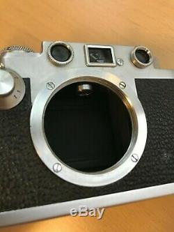 Leica (Leitz) iiif red dial camera with Elmar 50mm (5cm) f 3.5 and lens cap