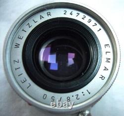 Leica Wetzlar 50/2.8 Elmar-m Silver Chrome, E39, Caps, Dual Feet Meters, Perfect