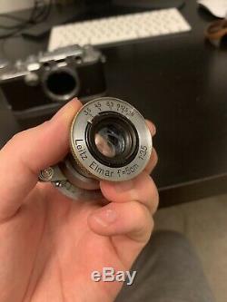 Leica iiic Camera Body With Leitz Elmar 5cm F/3.5 Collapsible Lens And Case