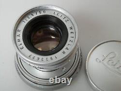 Leitz ELMAR 50 mm 12.8 2.8/50 no. 1933627 beautiful nice, for Leica M + met. Cap dek