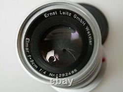 Leitz ELMAR 9cm f4 4/90mm for Leica M s. Beautiful opt. Condition. Excellent E39