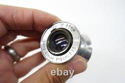 Leitz Elmar 5cm f3.5 LTM Lens + Genuine Elmar Hood + Caps + Case (3.5 f/3.5)
