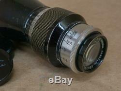 Leitz Leica 10.5cm Mountain Elmar Lens 1932 Black & Nickel Hood & Caps