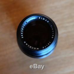 Leitz Leica 135MM/F4 Tele-Elmar 11851 Black M Lens +12575 Shade