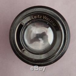 Leitz Leica 1931 Black Enamel & Nickel 9cm f4 LTM Fat Elmar lens, clean but haze