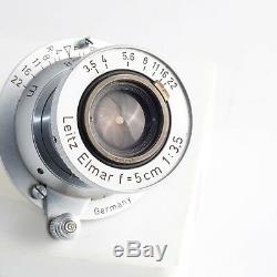 Leitz Leica Early Triangle Red Scale Coated Elmar 50mm 3.5 Ltm Sn#998942 1952