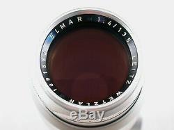Leitz Wetzlar Germany Leica 135mm F4 Elmar+m Mount+frt Cap+ Case+nice Sharp Lens