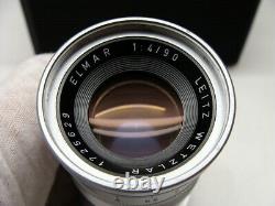 Leitz Wetzlar Leica Elmar-M 14/90mm silbern Sammlerstück mit Hood TOP