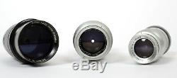 Lot of Three Leica Leitz LTM M39 Lenses (90mm Elmar, 135mm Hektor, 200mm Telyt)