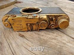 Soviet Brass Patina Leica II 35mm Rangefinder Film Camera & Leitz Elmar Lens