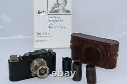 Vintage Leica II Black 35mm rangefinder camera with Leitz Elmar 5cm f3.5 lens