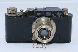 Vintage Leica II Black 35mm rangefinder camera with Leitz Elmar 5cm f3.5 lens