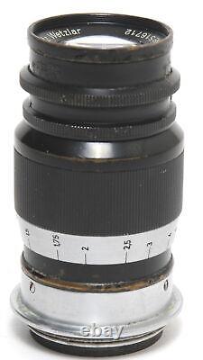 Vintage Leica Leitz Elmar 4/9cm lens Black/Chrome M39 Screw Mount Glass Needs