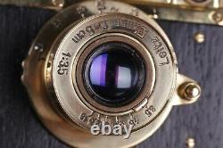 Vintage camera Leica D. R. P 35 mm Leitz Elmar lens f = 5, 13.5 Wooden Edition